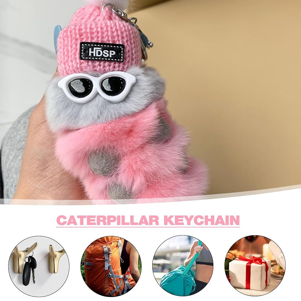 Amazon.co.jp: [HERSIL] キャタピラキーホルダー,ふわふわあおむ